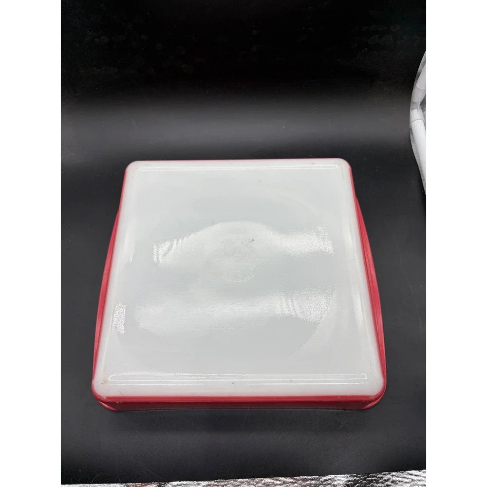 Vintage Pyrex Red Milk Glass Square Baking Dish 8 Inch Cake Pan 222